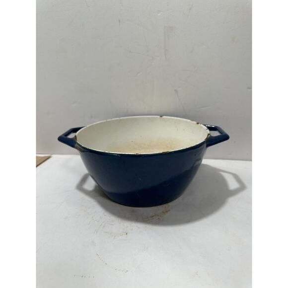 Copco D2 Blue Enameled Cast Iron Sauce Pan Pot 8”x X4” Collectable Rustic Look - Picture 1 of 10